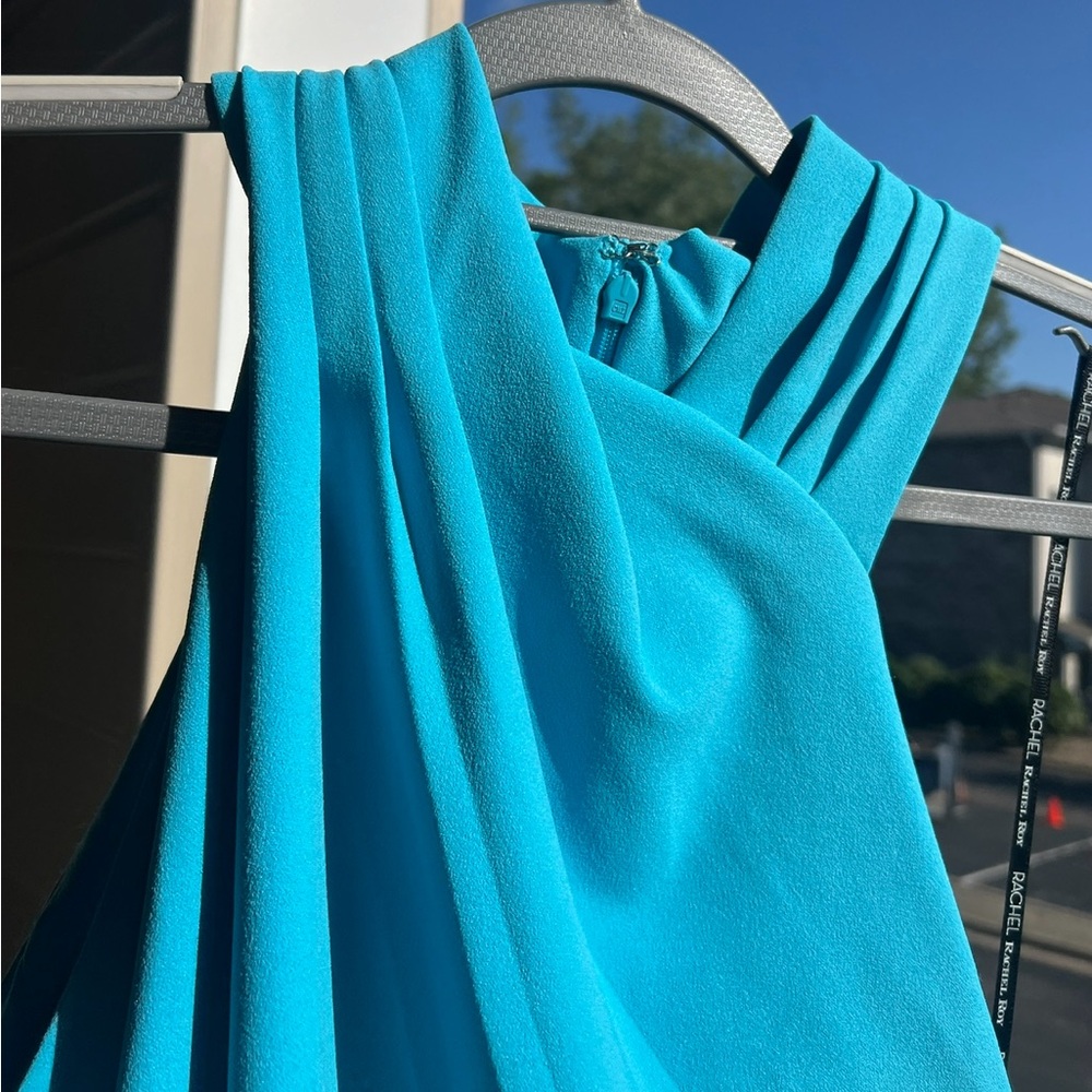🆕🦋 Rachel Roy Aqua Blue Bodycon Midi Cocktail Dress M Wedding Party Evening - Picture 7 of 17